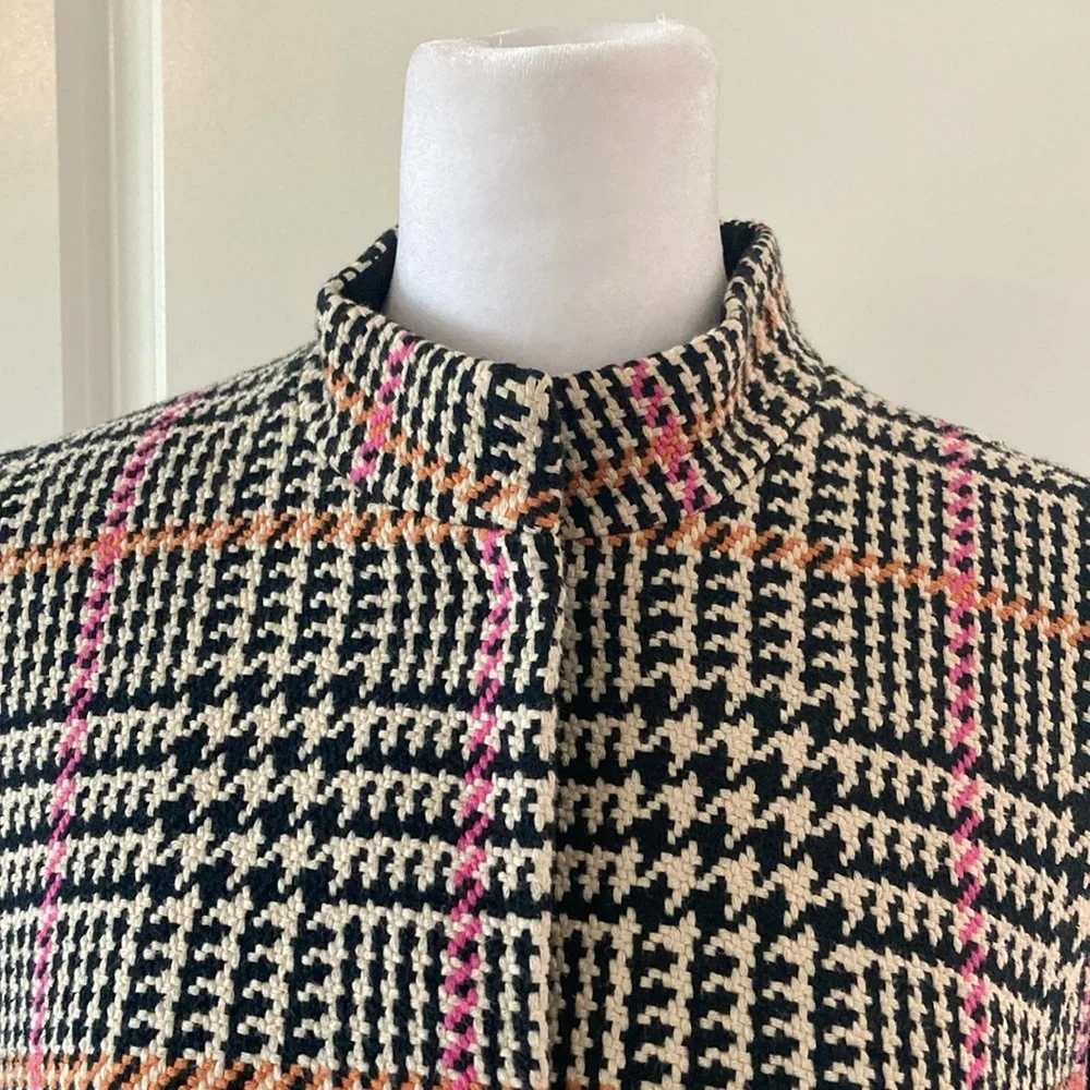 Carlisle Stylish Plaid Houndstooth Sleeveless Vest 10 Black Pink Orange